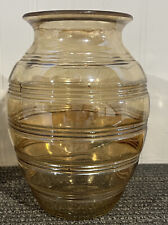 Vintage Marigold Amber Iridescent Beehive Shaped Vase