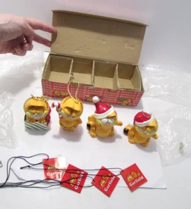 Rare GARFIELD THE CAT Enesco ORNAMENT SET of 4 in Box Vintage 1981 Taiwan E-5920 - Picture 1 of 24