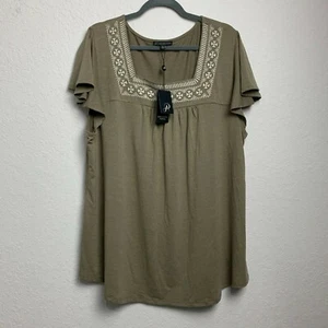 Adrianna Papell oliv besticktes Oberteil mit eckigem Ausschnitt - Bild 1 von 5