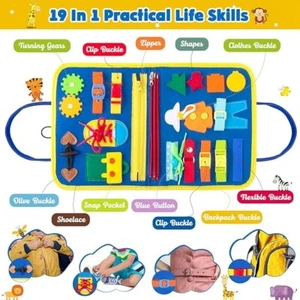 Busy Board for Toddlers Sensory Toys - Montessori Toys for 1 Year Old - Airplane - Picture 1 of 4