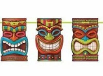 Tiki Time Shaped Ribbon Banner 7.6 Ft Summer Pool Party Luau - Image 1 of 2
