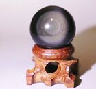 Natural Rainbow Obsidian Cat Eye Quartz Crystal Stone Lucky Sphere Ball Healing