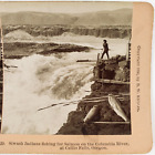 Celilo Falls Native Fisherman Stereoview c1896 Columbia River Oregon Indian E846