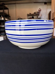 Ralph Lauren Cafe Streifen blau 11 1/8" runde Salatschüssel sehr guter gebrauchter Zustand - Bild 1 von 11