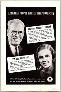 PRINT AD 1937 Bell System A Million People Live in Telephone City 6.75" x 10" - Picture 1 of 1