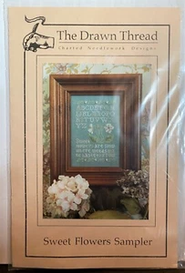 The Drawn Thread SWEET FLOWERS SAMPLER Cross Stitch Chart w/Heart Beads - Picture 1 of 4