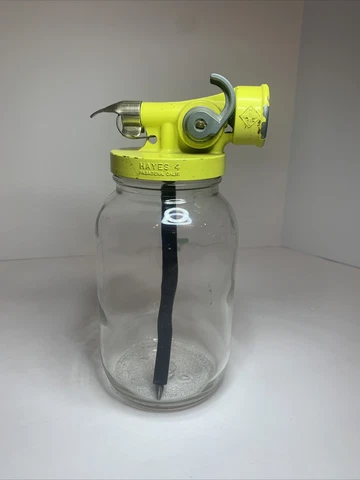 Vintage Glass Jar Yellow Hayes 2 Pasadena Spray Gun 1960s Functions Properly Cover