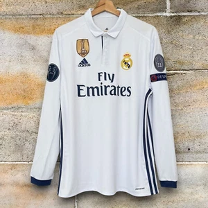 Real Madrid 2016-2017 Jersey White UEFA Long Sleeve Ronaldo #7 - Picture 1 of 3