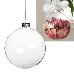 5-50pcs Christmas Clear Glass Baubles Fillable Ball Xmas Tree Hanging Ornaments - Picture 1 of 7