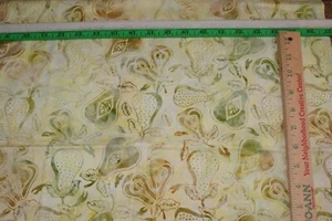Batik Fruit Pear Green Background Cotton Craft Sewing Quilt Fabric  36" Yd 44" - Picture 1 of 2
