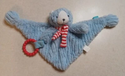 Manhattan Toy Company Baby Lovey Oso de Peluche Azul Rojo Bufanda Anillo de Dentición Foto 1 de 4