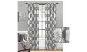 Mainstays Medalion Foil/slate/silver Window Curtain Panel 40”x84” - Picture 1 of 2