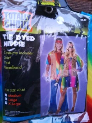 New Men's Totally Ghoul Tie Dyed Hippie Adult Halloween Costume XL - Image 1 of 3