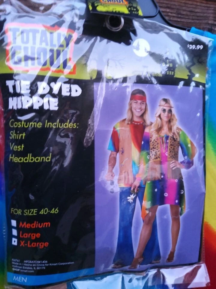 Новые мужские полностью Ghoul галстук окрашенный хиппи взрослых Хэллоуин костюм XL - Изображение 1 из 3