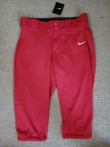 NEW! NIKE women's LARGE red SOFTBALL PANTS belted