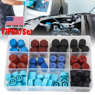 77PCs Car Auto R134a AC A/C System Valve Core Dust Caps Set Air Seal Air Cond... Foto 1 de 4