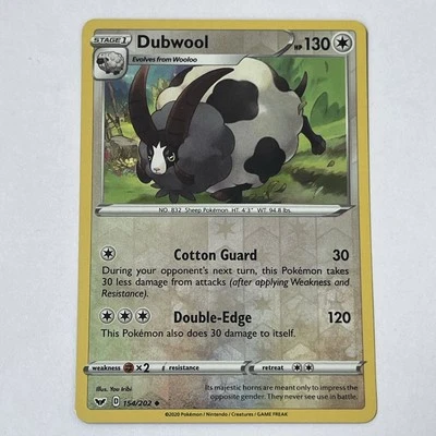Dubwool 154/202 Swsh01: Sword & Shield Reverse Holo - Image 1 of 2