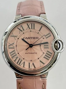 Cartier Ballon Bleu Pink Roman Guilloche Dial 36mm Automatic Watch 3284 - Picture 1 of 10