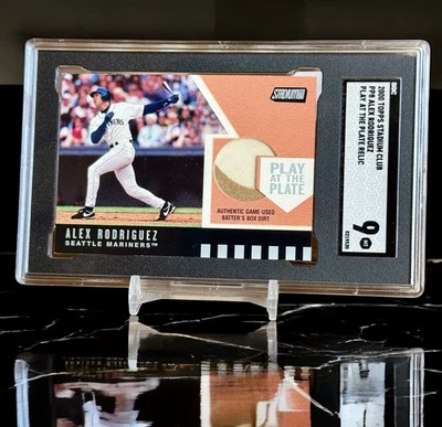 Alex Rodriguez Game Used Batter Box Dirt SGC 9 2001 Stadium Club Play at Plate - Image 1 of 2