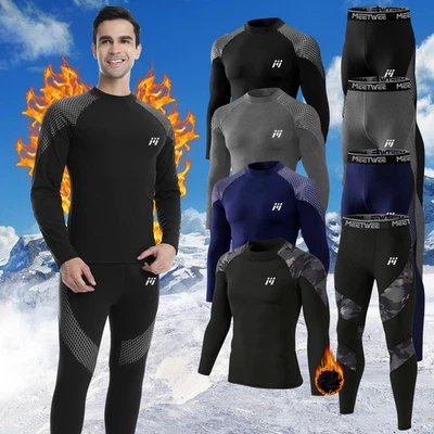 2 Pack Mens Thermal Base Layer Fleece Underwear Set Soft Long Johns Outdoor Warm - Image 1 of 4