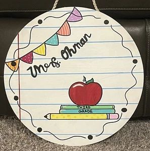 Teacher Door Hanger, Teacher Gift, Custom Painted Sign, Classroom Door Sign - Picture 1 of 2