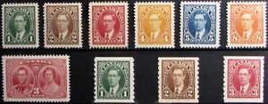 1937 CANADA #231-240: F/VF MNH/MH - KGVI 'Mufti' issue with coils, etc. - Picture 1 of 2