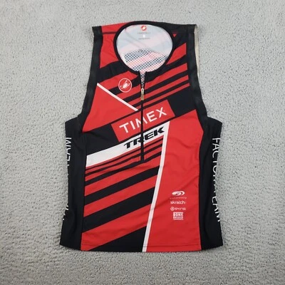 Camiseta deportiva de ciclismo TIMEX Factory Team Castelli Trek para mujer pequeña roja sin mangas Foto 1 de 4