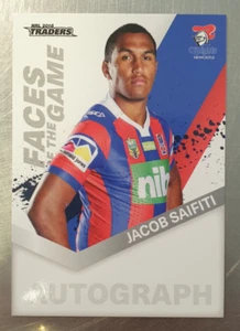 2018 NRL Traders Faces of the Game Jacob Saifiti Card FG30/64 Knights - Picture 1 of 2
