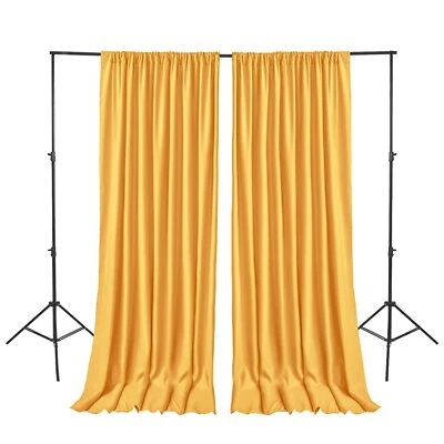Hiasan Orange Yellow Backdrop Curtains for Parties Polyester Photography Back... - Image 1 of 4