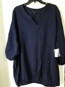 NWT Lane Bryant  Blouse Navy Blue Tab Sleeve Women's Plus Size 24 NEW - Picture 1 of 3