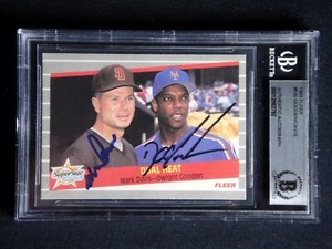 DWIGHT GOODEN & MARK DAVIS DUAL SIGNED 1989 FLEER CARD #635 BECKETT AUTOGRAPHED