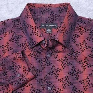 JHANE BARNES MENS SHIRT XL SILK BLEND BURGUNDY BLUE SHADDOW BLACK FLOCK JACQUARD - Picture 1 of 13