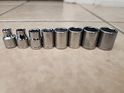 Husky 3/8 in Drive Standard SAE Socket Set 8 Piece 1/4 5/16 3/8 1/2 9/16 5/8 11/ - Image 1 of 4
