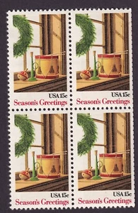 Scott #1843 Christmas Wreath in Windows with Toys Block of 4 Stamps - MNH - Picture 1 of 1
