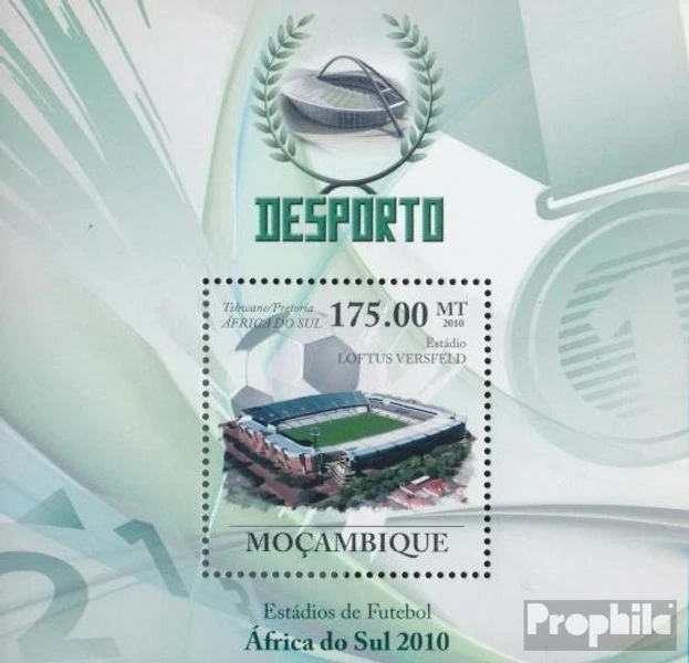 Briefmarken Mosambik 2010 Mi Block 317 (kompl. Ausgabe) postfrisch Fußballstadie - Bild 1 von 1