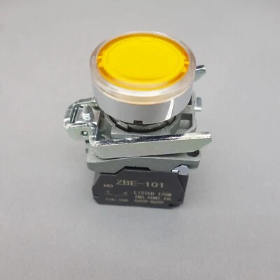 1PC 22MM YELLOW 220V LED Illuminated pushbutton Switch flush push Fits XB4BW35M5 - Image 1 of 4