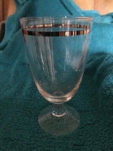 1 Fostoria Eisteeglas REFLEXIONSMUSTER mit Platin/Silberband  - Bild 1 von 4