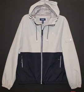 Chaqueta cortavientos forrada con capucha azul medianoche piedra IZOD para hombre nueva con etiquetas $150 talla L - Imagen 1 de 7