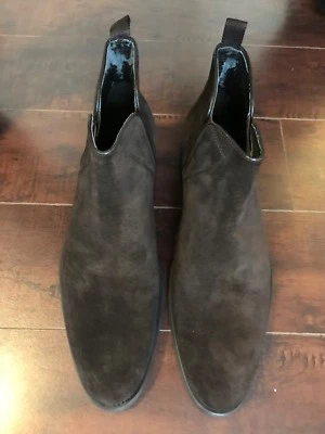 Botas Chelsea Calvin Klein de Gamuza Marrón Oscuro Usadas en Excelente Condición para Hombre - EE. UU. 12 D Foto 1 de 4