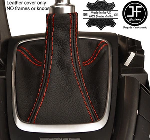 RED STITCHING REAL LEATHER MANUAL GEAR GAITER FITS FORD MONDEO MK5 2014-2017 - Picture 1 of 3
