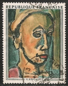 Francia #1297 (A558) en muy buen estado usado - 1971 1fr The Dreamer, por Georges Rouault - Imagen 1 de 1