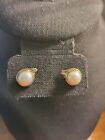 Pearl with Diamond Accents Pair Earrings 10k Gold *14kt Posts* Not Scrap 2.3gram