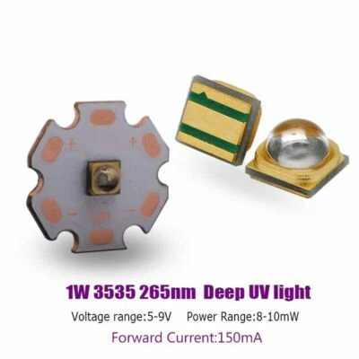 SMD 3535 1W 265-270nm High Power Deep UV LED Ultraviolet  purple LED Diode - Image 1 of 4