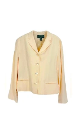 Blazer LAUREN Ralph Lauren PETITE Amarillo LINO DE SEDA Talla: Mujer’s 12P Foto 1 de 4