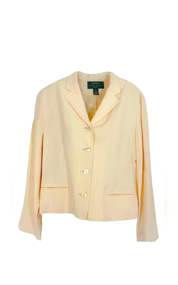 Blazer LAUREN Ralph Lauren PETITE Amarillo LINO DE SEDA Talla: Mujer’s 12P Foto 1 de 4