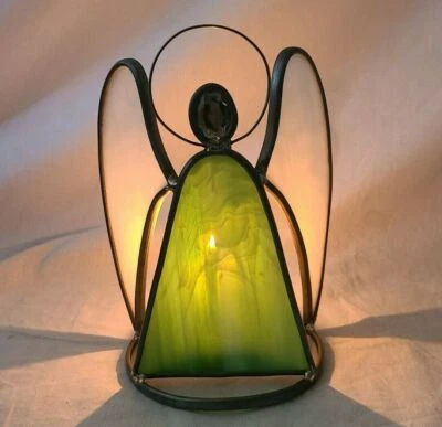 Angel Tealight 蜡烛架复古矿渣玻璃屏幕圣诞有源装饰 — 第 1/4 张图片