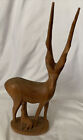 Vintage Wooden 12? Spiral Horn Antelope With Baby Hand Carved Besmo Products
