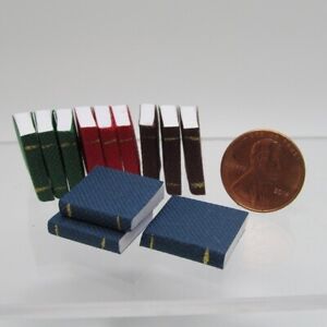 Dollhouse Miniature Book Set of 12 Blank Pages and Leather Covers IM65770