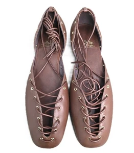 Corsé plano con cordones JEFFREY CAMPBELL para mujer talla 6,5 "Martine" - marrón NUEVO - Imagen 1 de 14