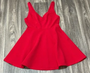 SHE + SKY FIT AND FLARE CASUAL PARTY RED DRESS SLEEVELESS WOMENS SIZE M - Picture 1 of 8